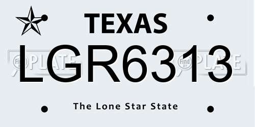 LGR6313 Texas License Plate