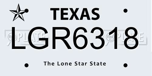 LGR6318 Texas License Plate