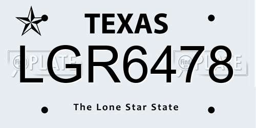 LGR6478 Texas License Plate