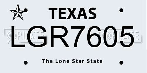 LGR7605 Texas License Plate