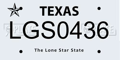 LGS0436 Texas License Plate