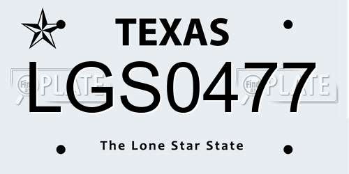 LGS0477 Texas License Plate