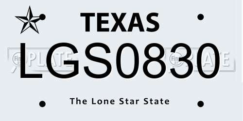 LGS0830 Texas License Plate