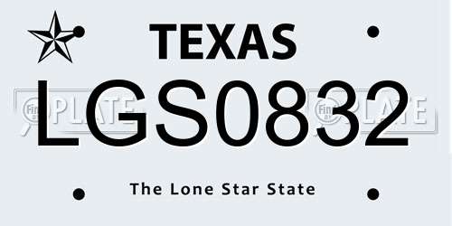 LGS0832 Texas License Plate