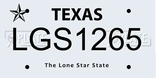 LGS1265 Texas License Plate