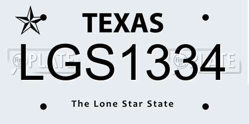 LGS1334 Texas License Plate