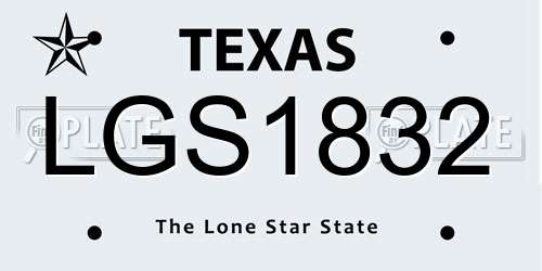 LGS1832 Texas License Plate