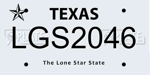 LGS2046 Texas License Plate