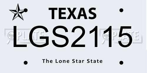 LGS2115 Texas License Plate
