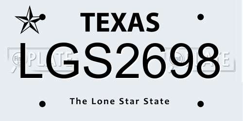 LGS2698 Texas License Plate