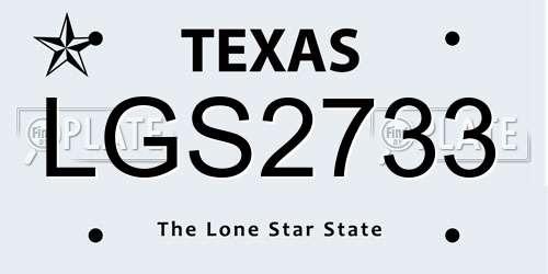 LGS2733 Texas License Plate
