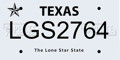 LGS2764 Texas License Plate