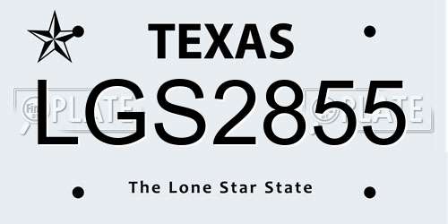 LGS2855 Texas License Plate