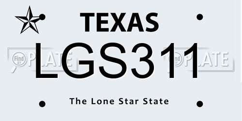 LGS311 Texas License Plate