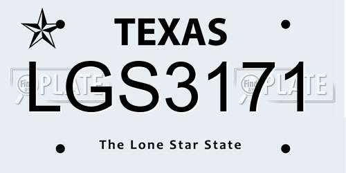 LGS3171 Texas License Plate