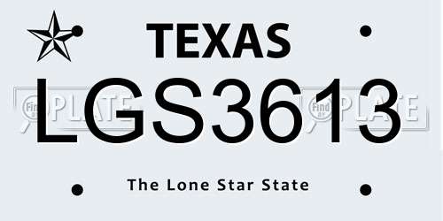 LGS3613 Texas License Plate