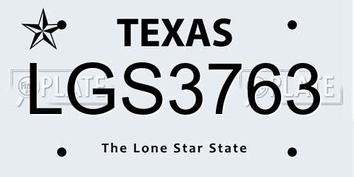 LGS3763 Texas License Plate