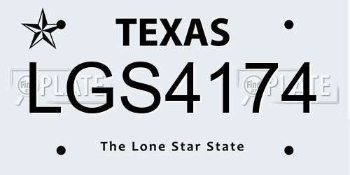 LGS4174 Texas License Plate