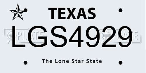 LGS4929 Texas License Plate