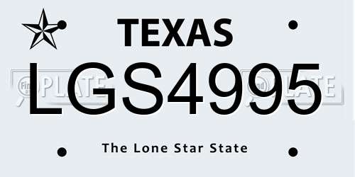 LGS4995 Texas License Plate