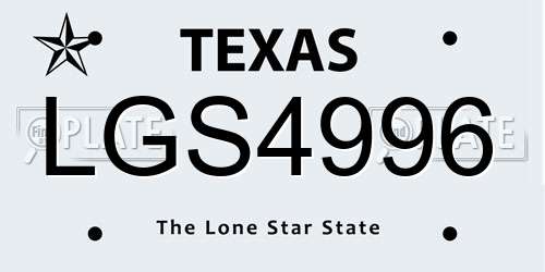 LGS4996 Texas License Plate