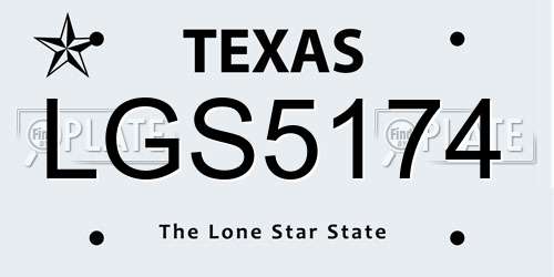 LGS5174 Texas License Plate