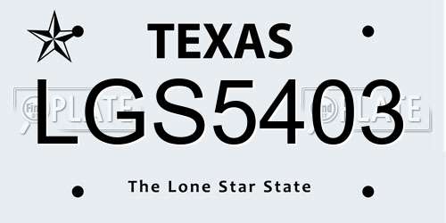 LGS5403 Texas License Plate