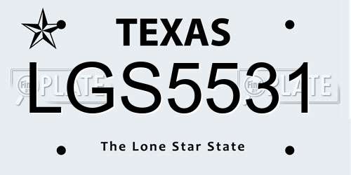 LGS5531 Texas License Plate