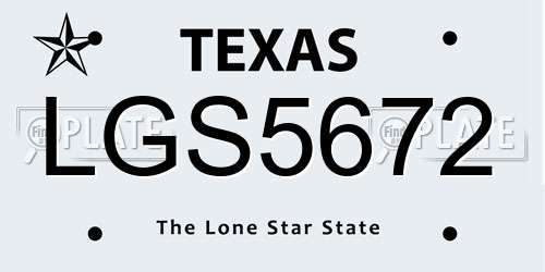 LGS5672 Texas License Plate