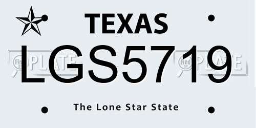 LGS5719 Texas License Plate