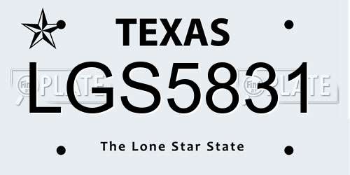 LGS5831 Texas License Plate