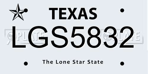 LGS5832 Texas License Plate