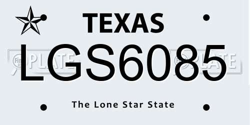 LGS6085 Texas License Plate