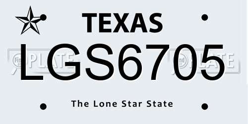 LGS6705 Texas License Plate