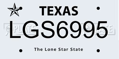 LGS6995 Texas License Plate