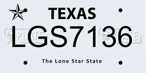 LGS7136 Texas License Plate