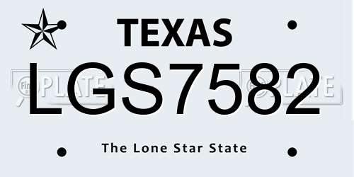 LGS7582 Texas License Plate