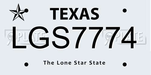 LGS7774 Texas License Plate