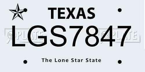 LGS7847 Texas License Plate
