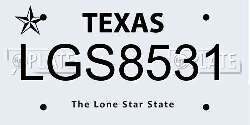 LGS8531 Texas License Plate