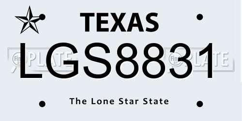 LGS8831 Texas License Plate