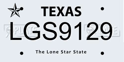 LGS9129 Texas License Plate