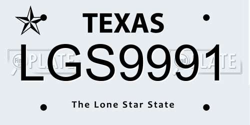 LGS9991 Texas License Plate