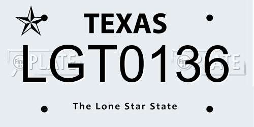 LGT0136 Texas License Plate