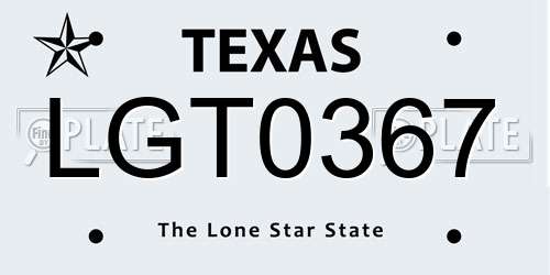 LGT0367 Texas License Plate