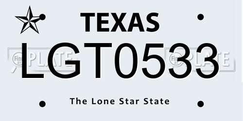 LGT0533 Texas License Plate