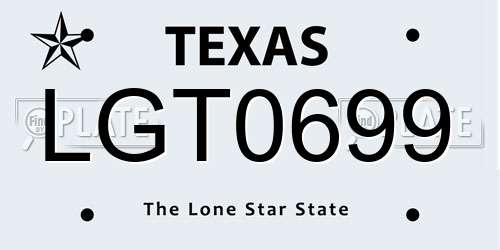 LGT0699 Texas License Plate