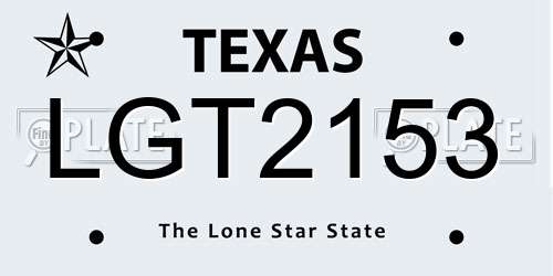 LGT2153 Texas License Plate