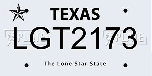 LGT2173 Texas License Plate