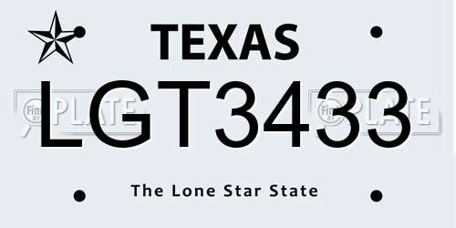 LGT3433 Texas License Plate